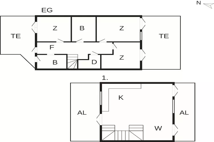 3 room,2+3 floor,hems-Plattegrond