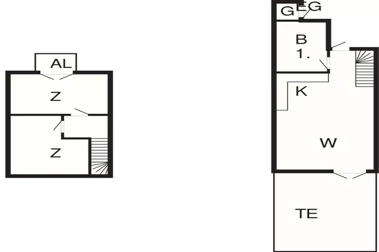 3 rooms app.,2stories,bay view,PLUS-Plattegrond
