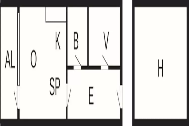 2½ room,1 st floor,45m2-Plattegrond