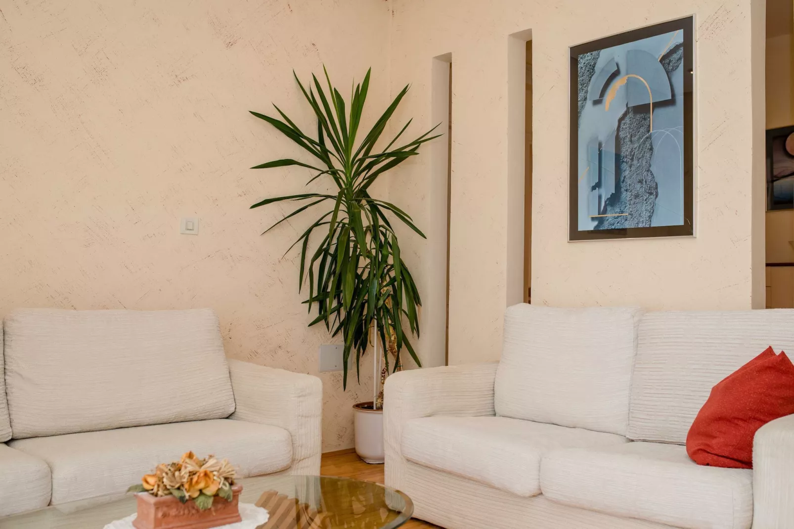 Guest House Villa Anggela - Two Bedroom Apartment with Balcony and Sea View-Woonkamer
