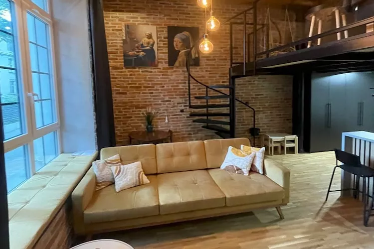 Komfortowy apartament Loft w Łodzi-Woonkamer