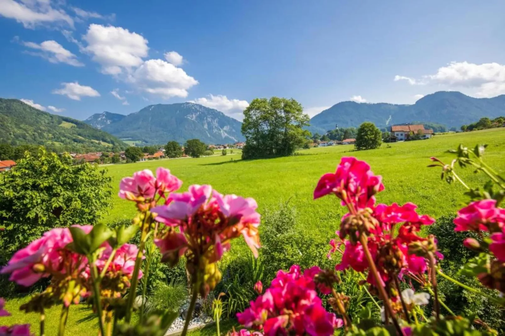 Haus in den Alpen-Gebieden zomer 20km