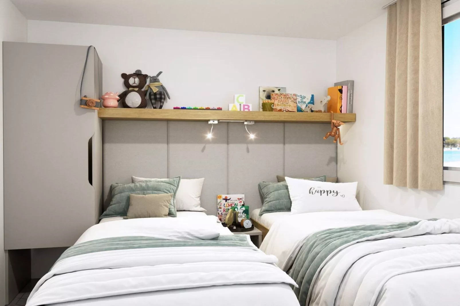 Tasha Premium Mobile Home - Two Bedroom Mobile Home with Terrace and Hot Tub-Slaapkamer