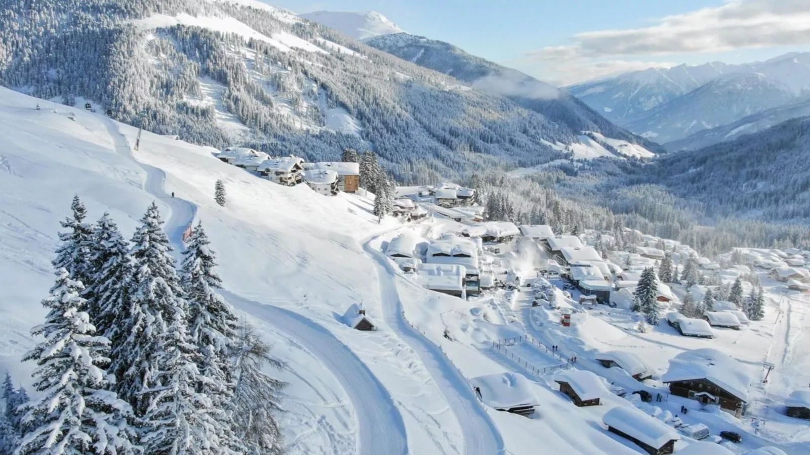 Wanderlust Mountain Chalet-Gebied winter 1km