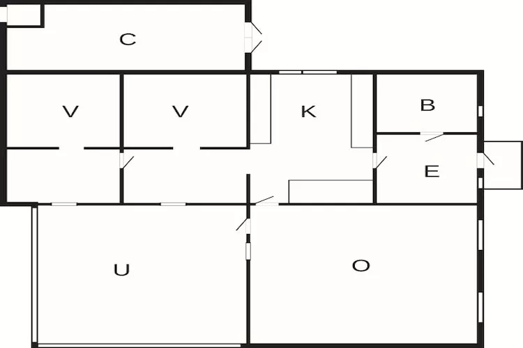 Welcoming cottage near the sea-Plattegrond