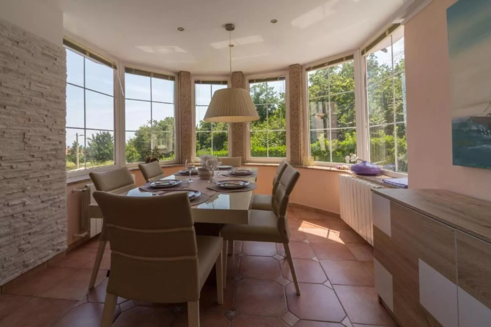 Apartments Melanie - Oprić Hills  Three bedroom apartment with balcony and sea view (A)-Eetkamer