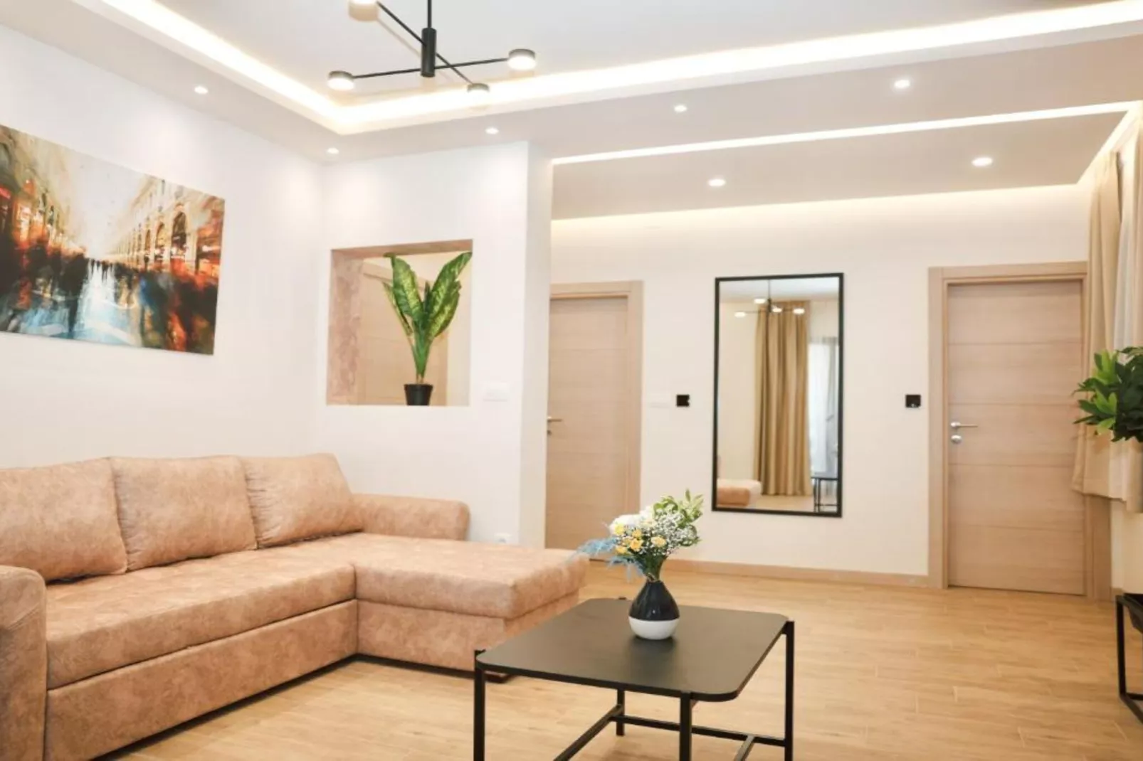 Stylish Apartment with Modern Elegance in Herceg Novi Area - Deluxe One Bedroom Apartment with Terrace-Woonkamer