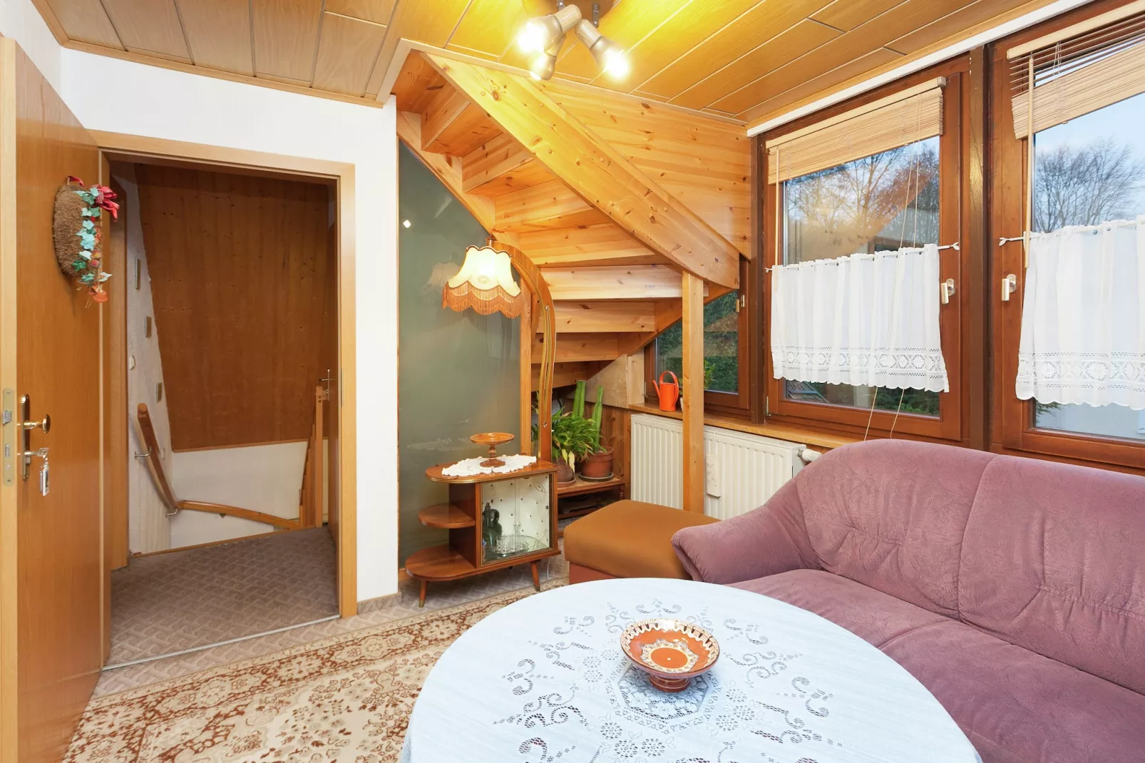 Ferienwohnung mit Kamin Am Waldrand-Woonkamer