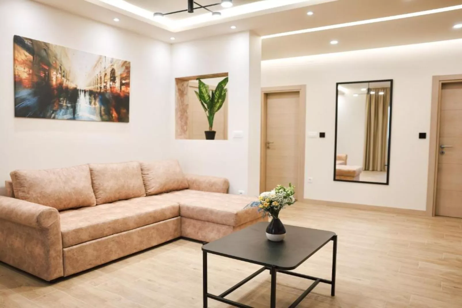 Stylish Apartment with Modern Elegance in Herceg Novi Area - Deluxe One Bedroom Apartment with Terrace-Woonkamer