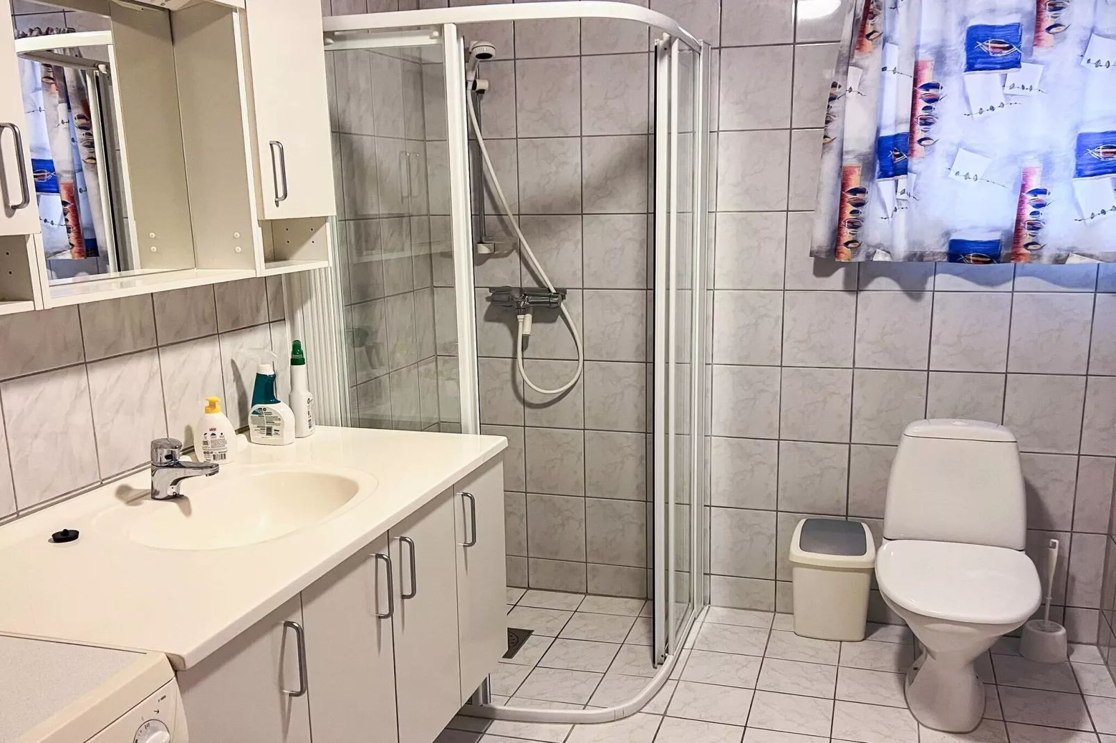 Zeezicht met boten en vissen-Binnen