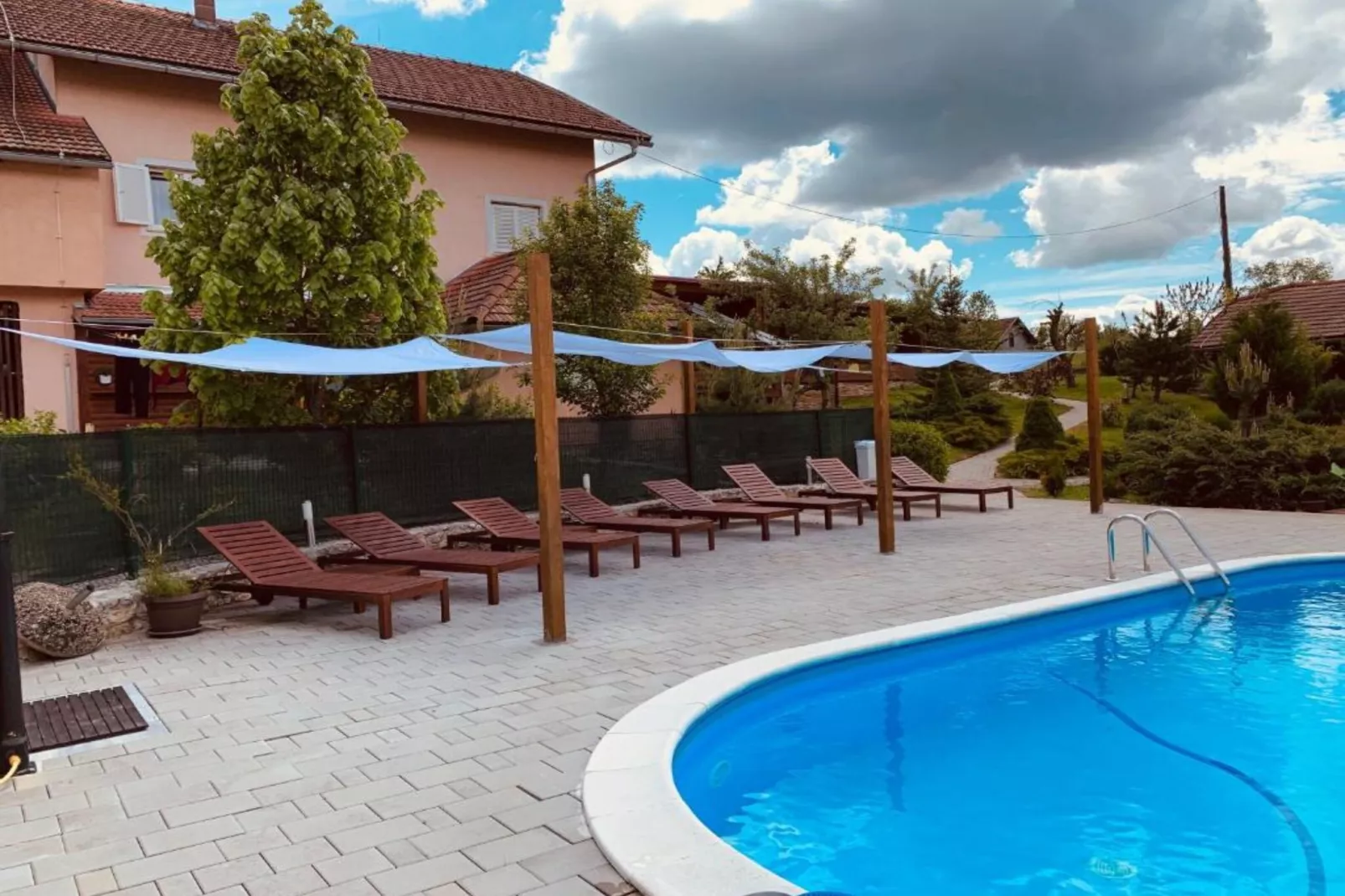 Villa Rubcic - Double room with Terrace and Pool View - (6)-Zwembad