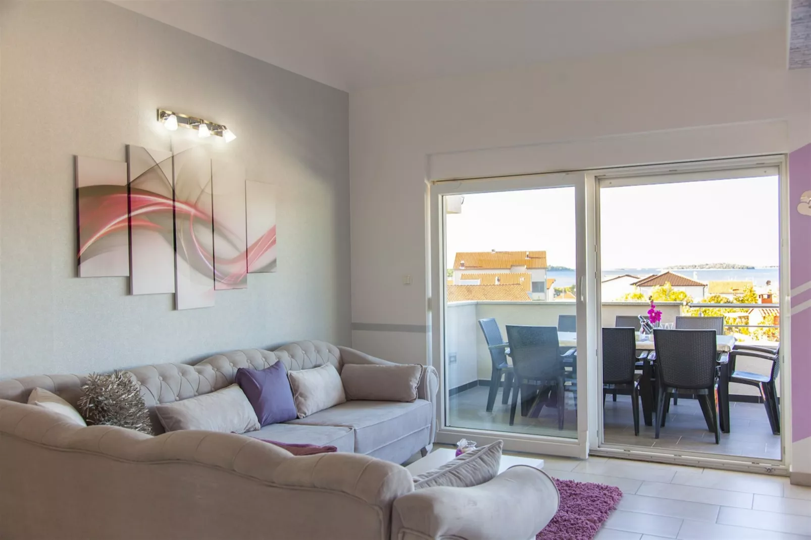 Sea view Villa Brodarica-Woonkamer