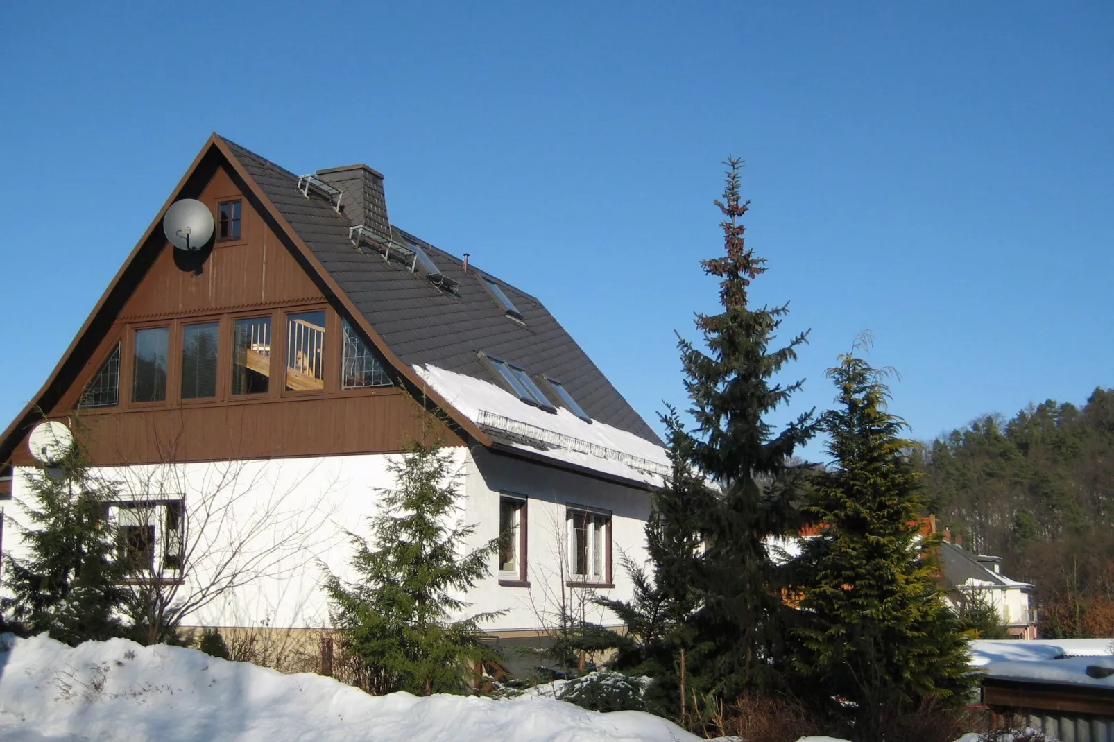 Ferienwohnung mit Kamin Am Waldrand-Exterieur winter