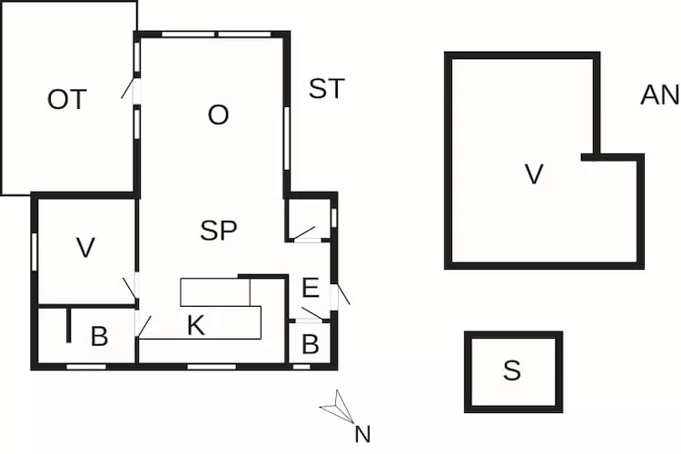 Charmante cottage aan het meer met sauna-Plattegrond