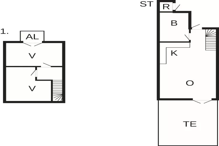 3 rooms app.,2stories,bay view,PLUS-Plattegrond