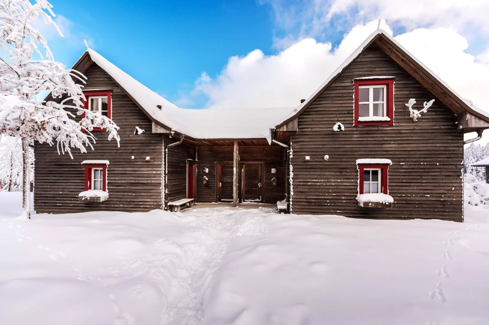 Ferienhaus Typ Premium Lodge 4 Erw 2 Kinder-Exterieur winter