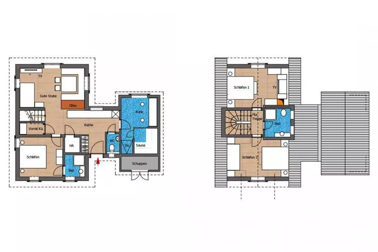 Exklusive Lodge 6 Erw 2Kinder 4-11J-Plattegrond