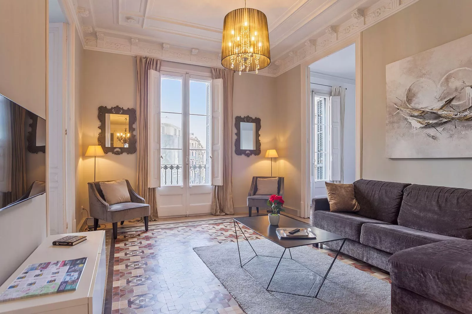 Ramblas Luxury Apartment-Woonkamer