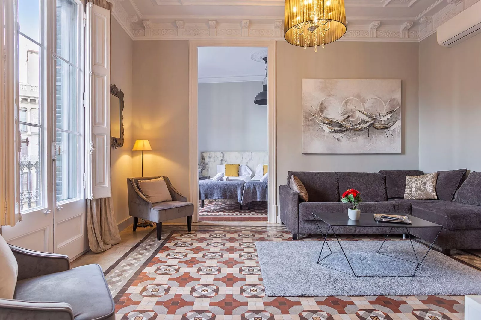 Ramblas Luxury Apartment-Woonkamer