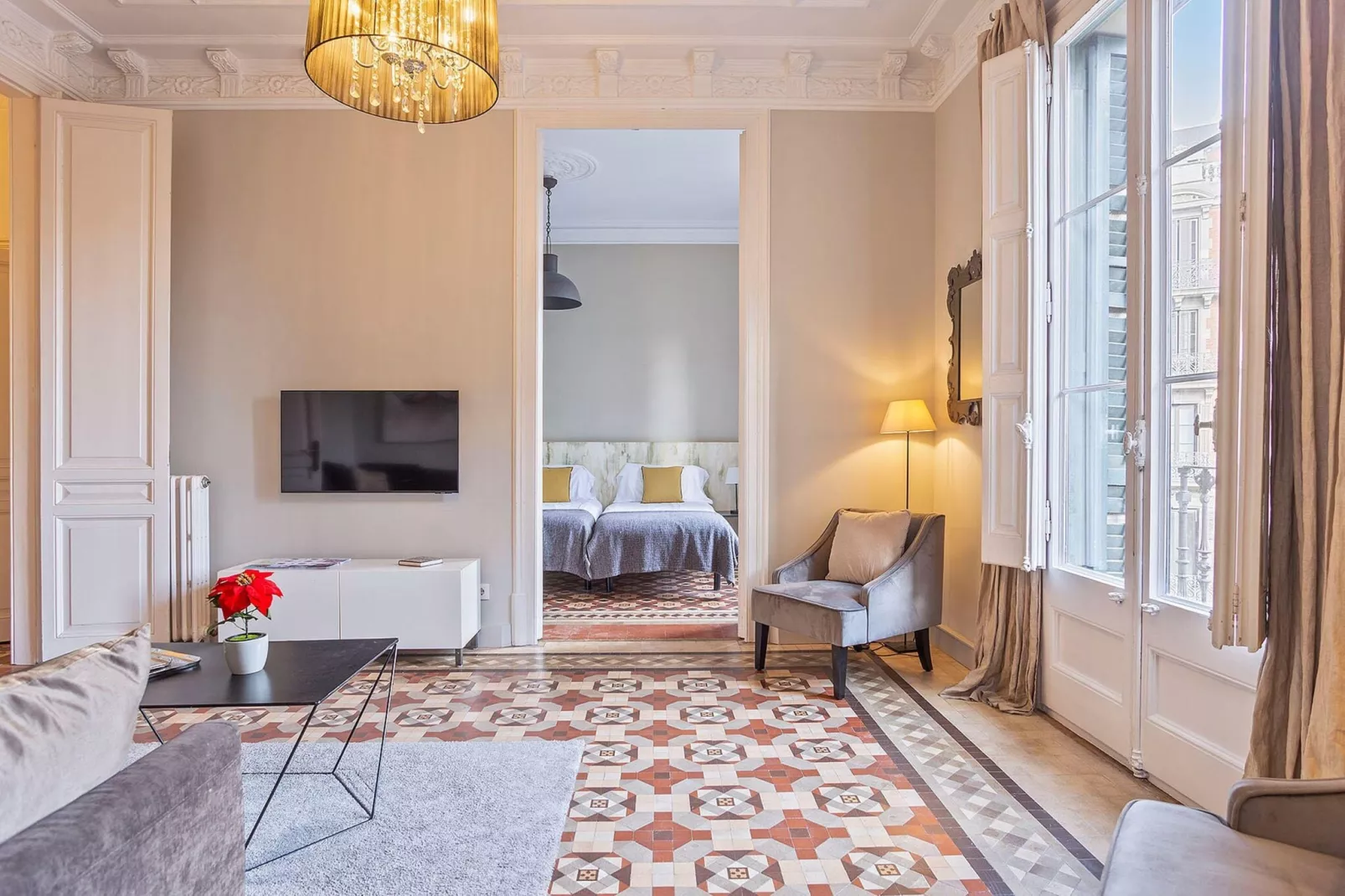 Ramblas Luxury Apartment-Woonkamer