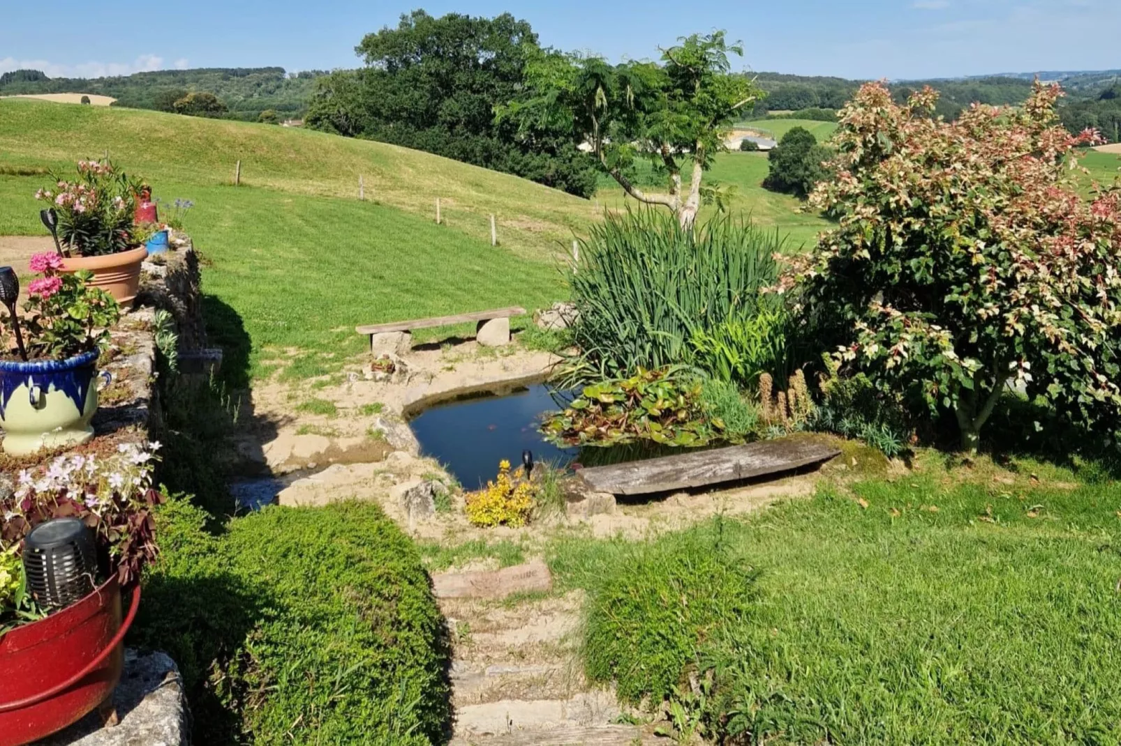 Maison auvergnate avec jacuzzi et sauna-Tuinen zomer