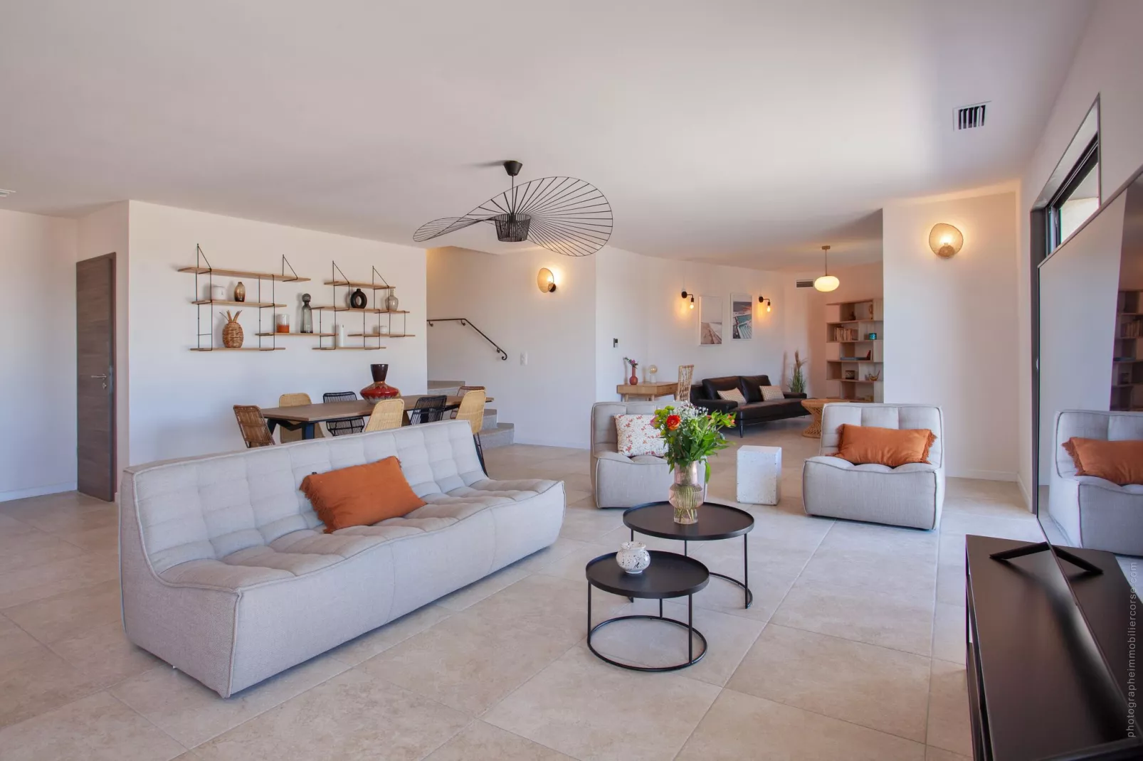 Superbe villa 8 personnes avec piscine et vue mer-Woonkamer