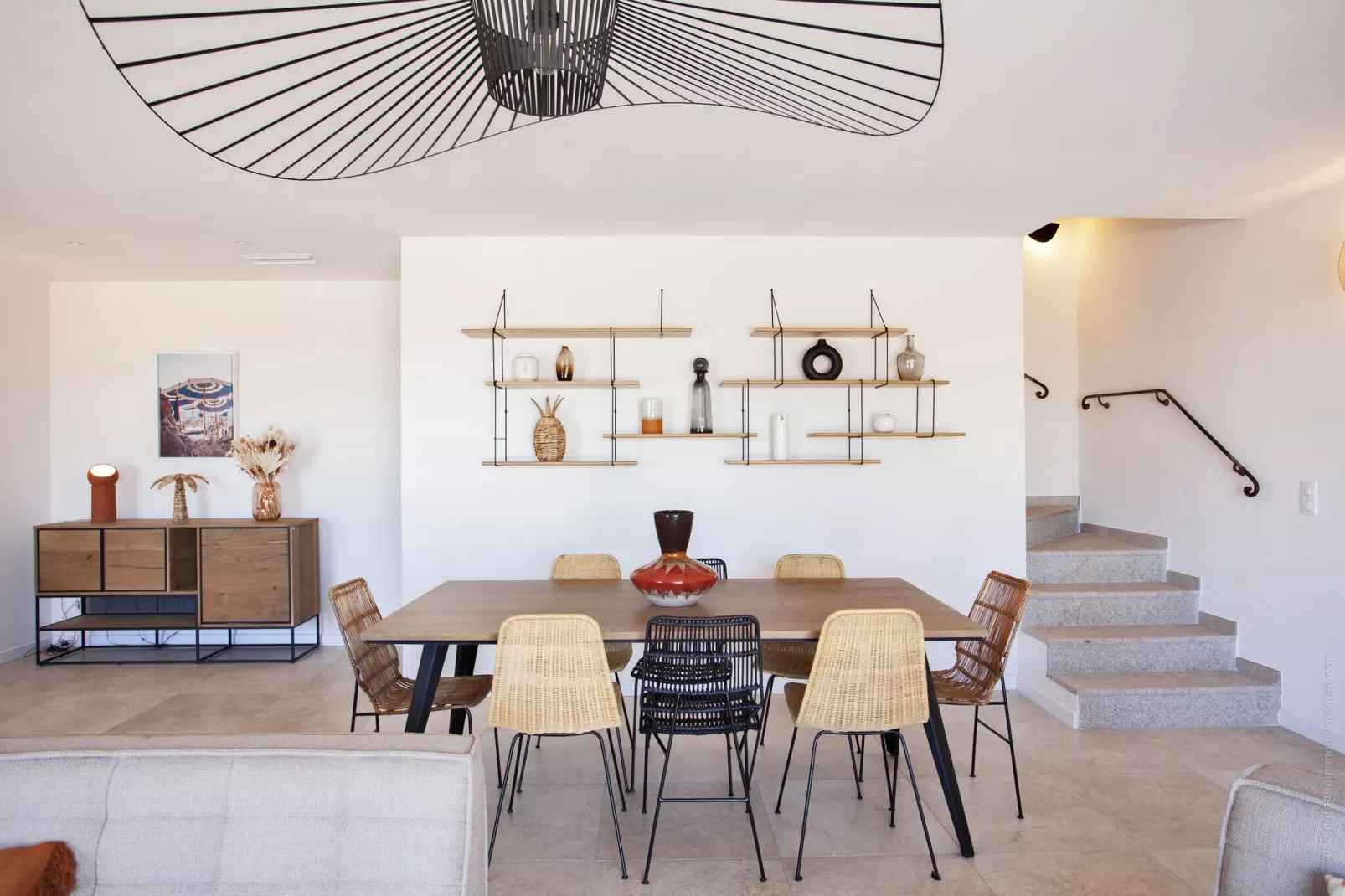 Superbe villa 8 personnes avec piscine et vue mer-Eetkamer