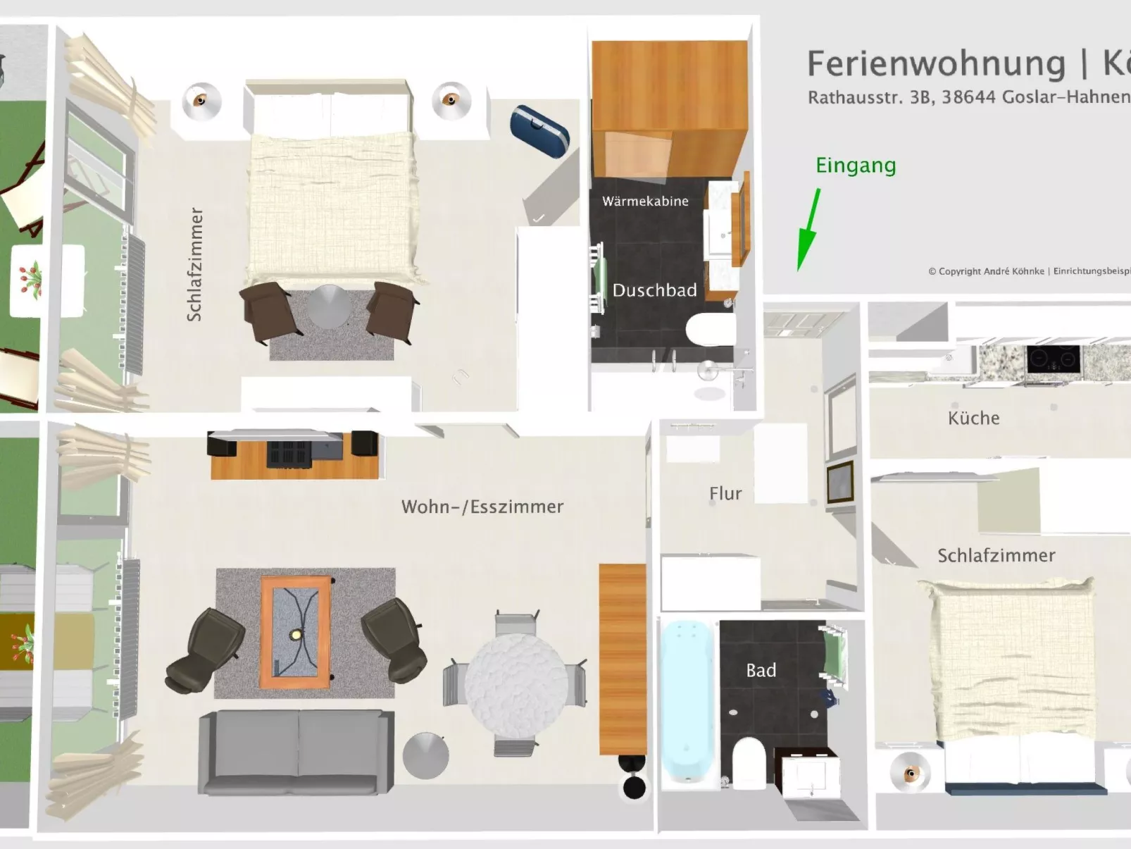 Ferienwohnung mit Infrarotwärmekabine - Binnen