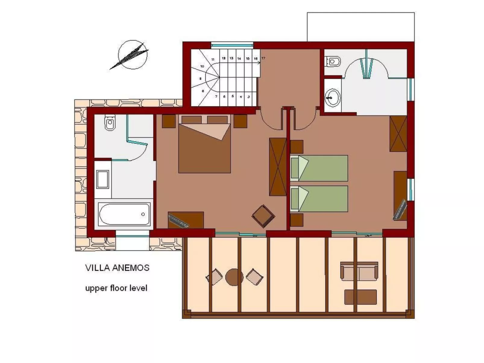 Anemos Villa Ferienhaus Aussicht Gemütlicher beheizter Pool-Binnen