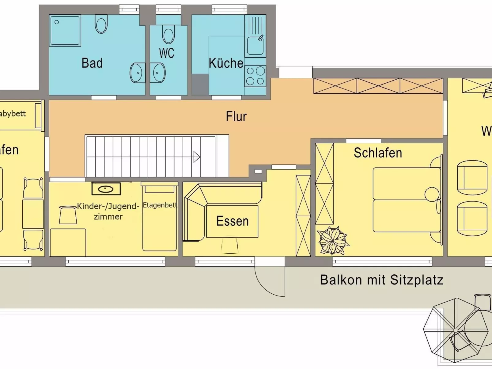 Großzügige Wohnung mit Bergblick im Haus Hopfe-Binnen