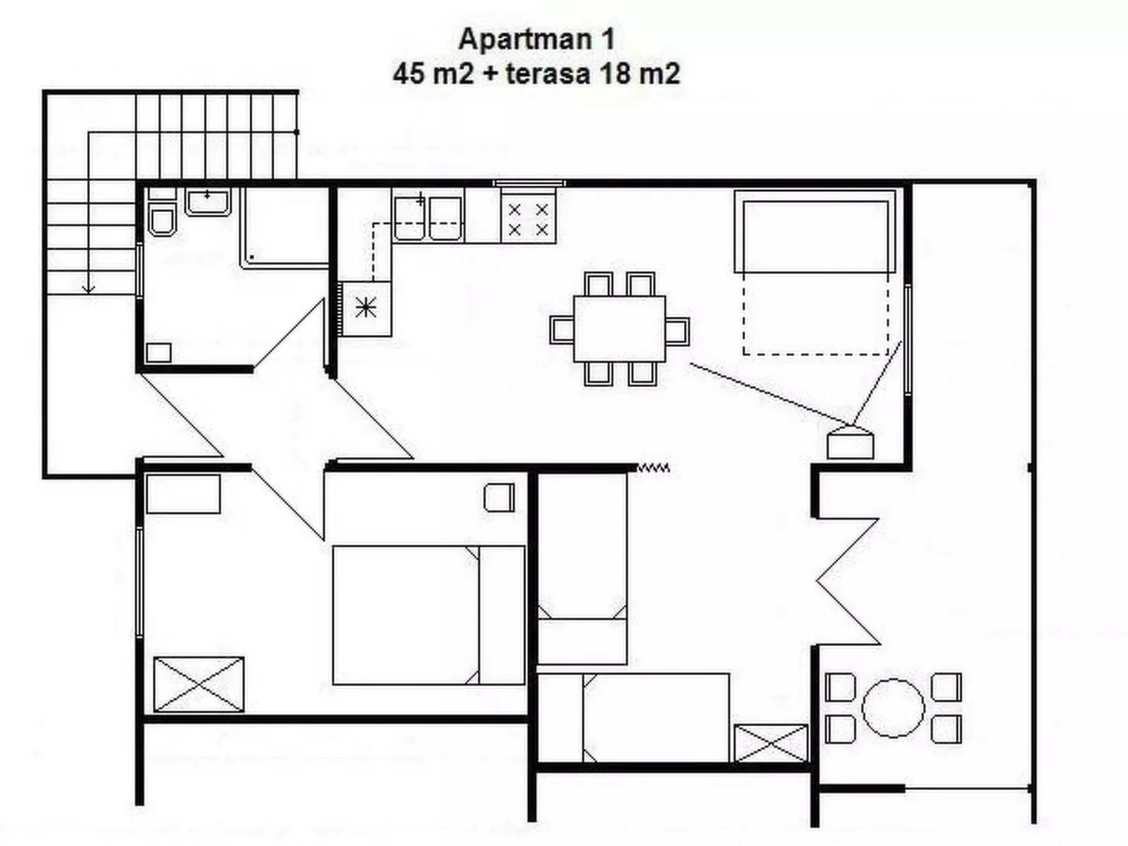Wohnung "Mira" direkt am Strand-Binnen