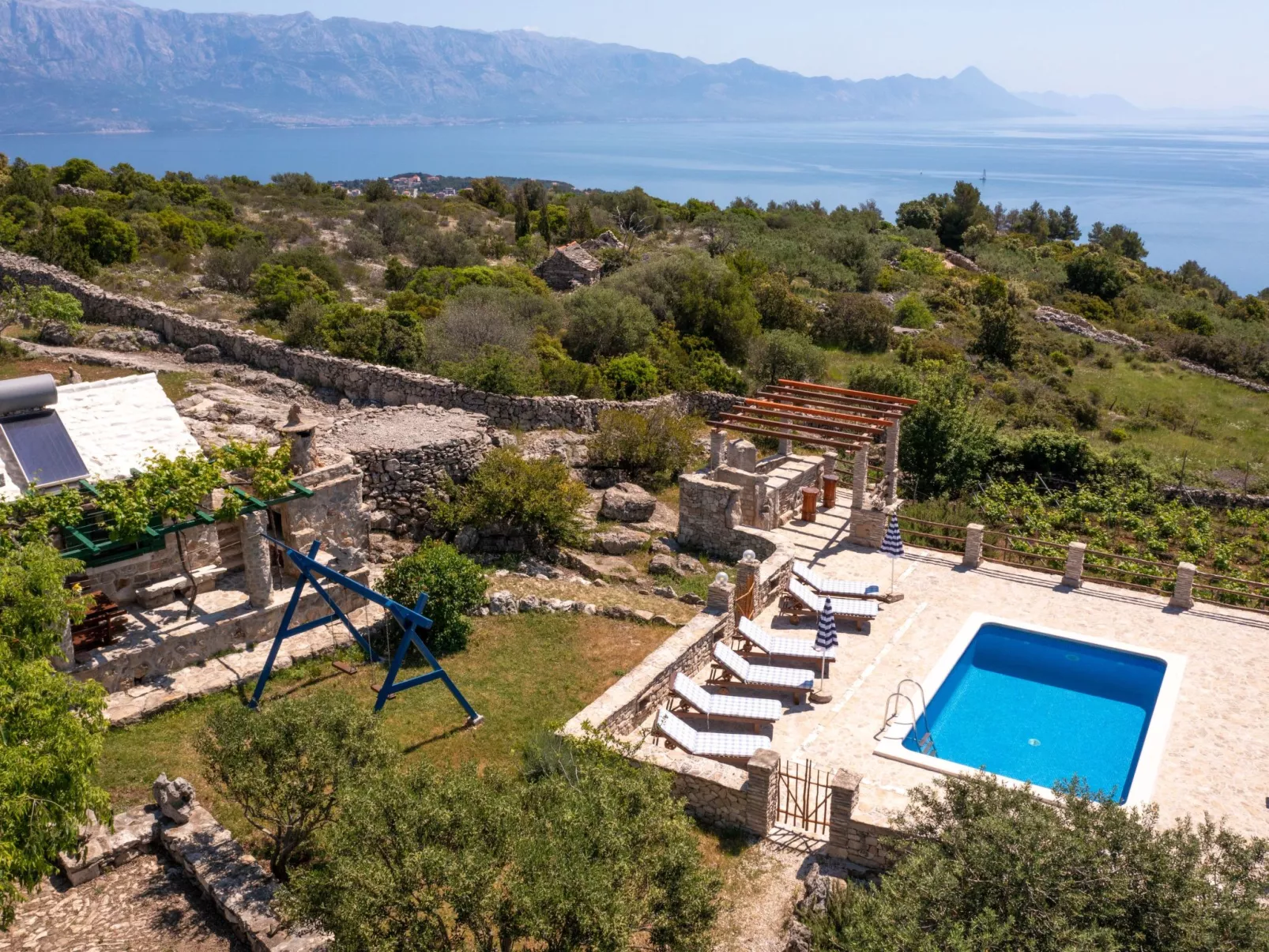 Ranch Visoka in Selca mit Panoramablick aufs Meer-Binnen
