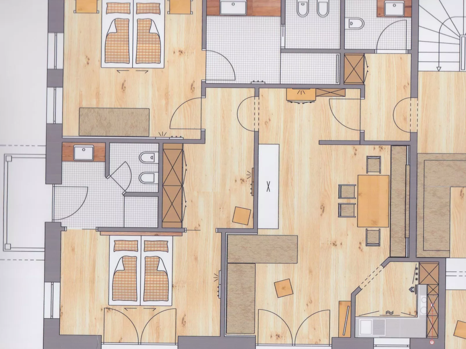 Für vier Personen im Erdgeschoss mit kleinem privatem Garten-Binnen