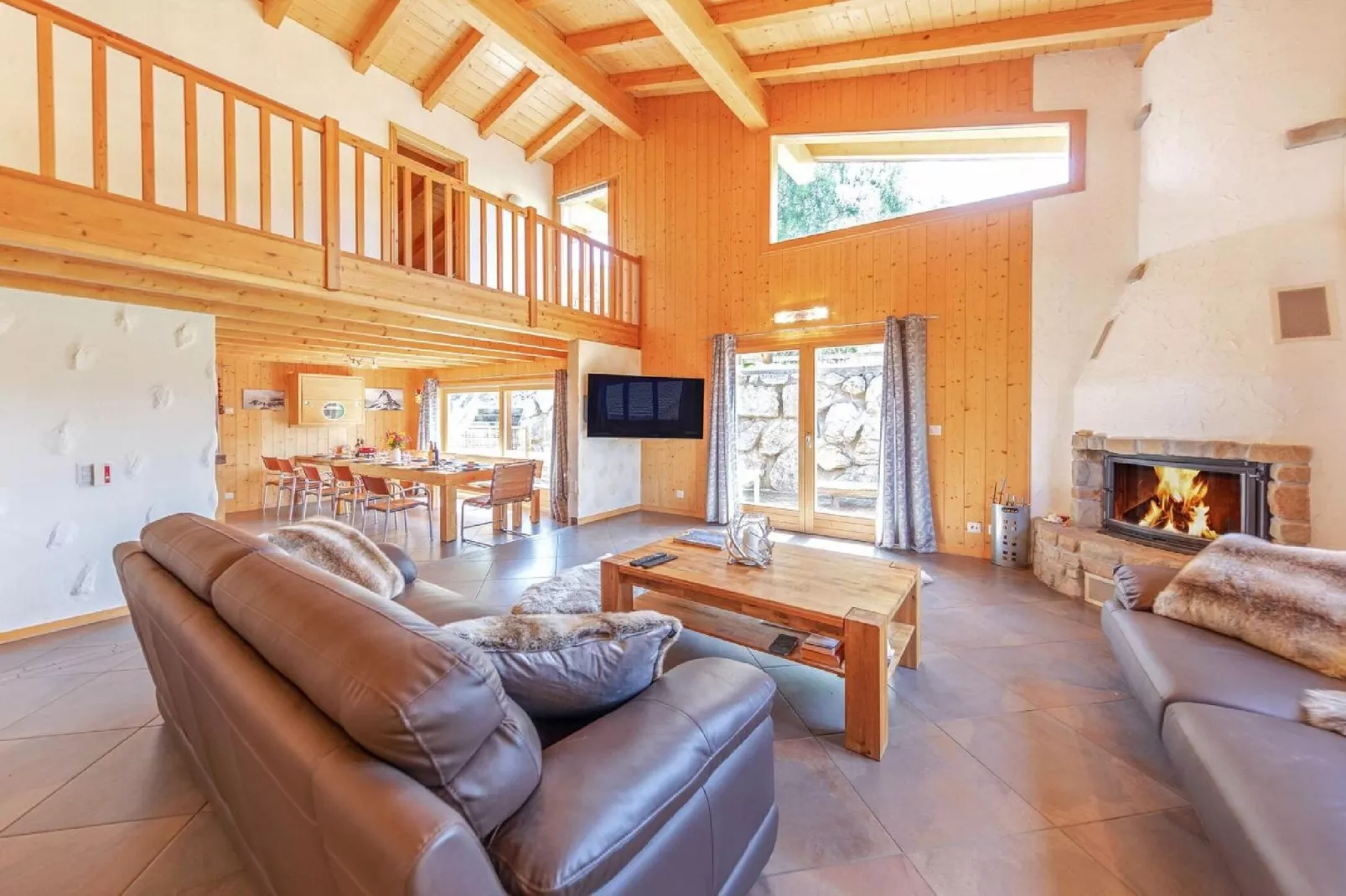 Chalet La Tzoumaz Pearl-Woonkamer