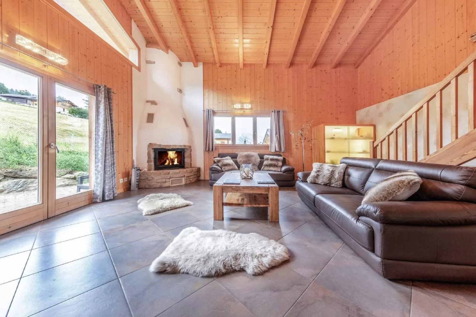 Chalet La Tzoumaz Pearl-Woonkamer