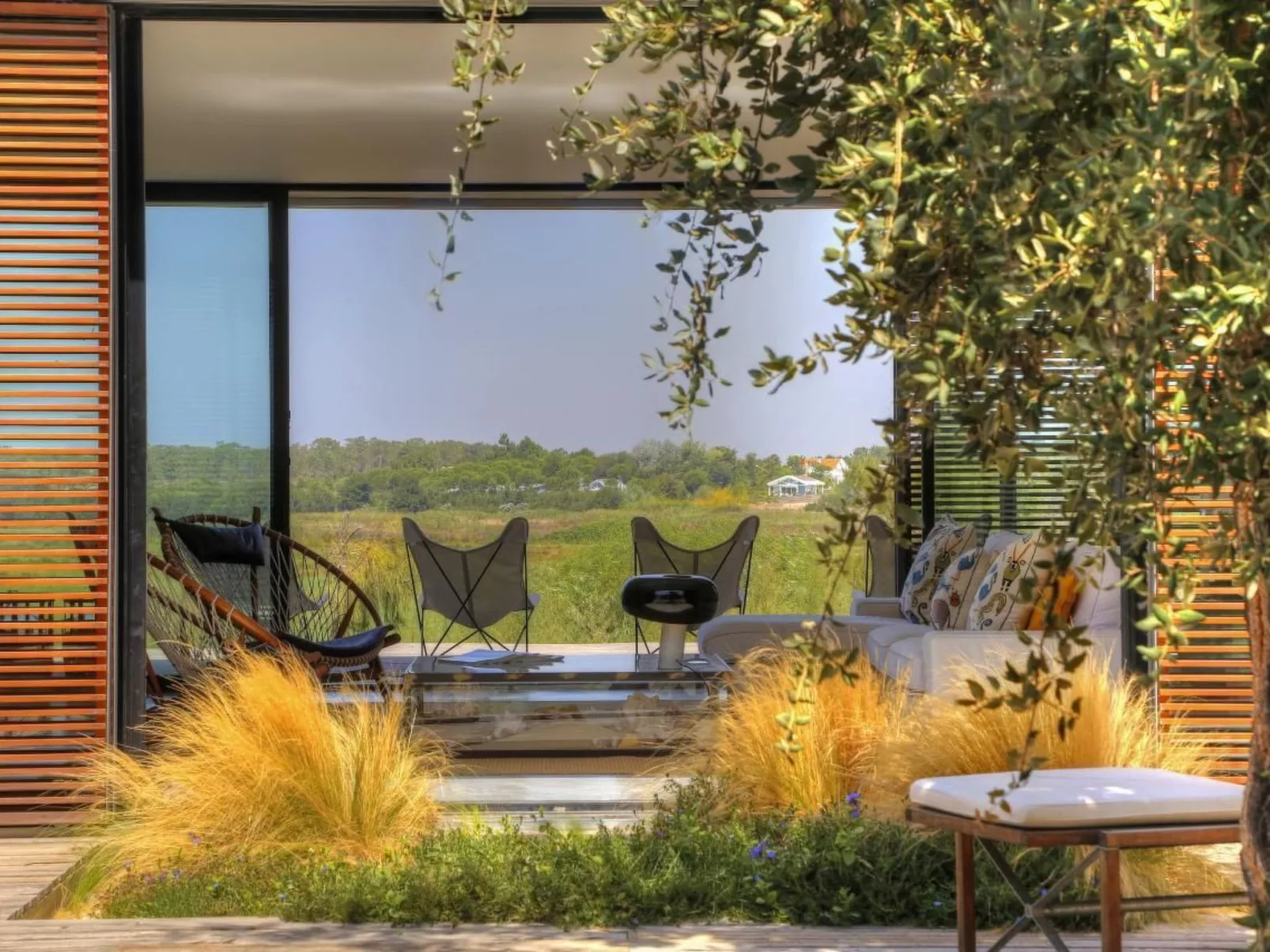 Exklusive Design-Villa in den Dünen, Pool auf dem Dach-Buiten