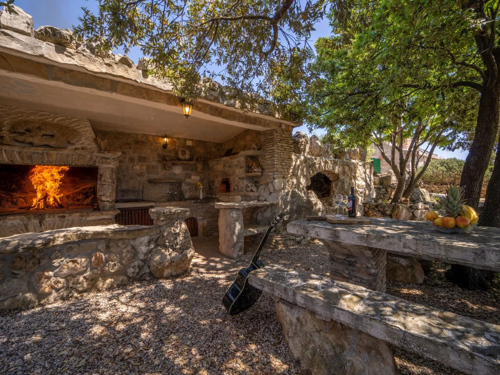 Ranch Visoka in Selca mit Panoramablick aufs Meer-Buiten