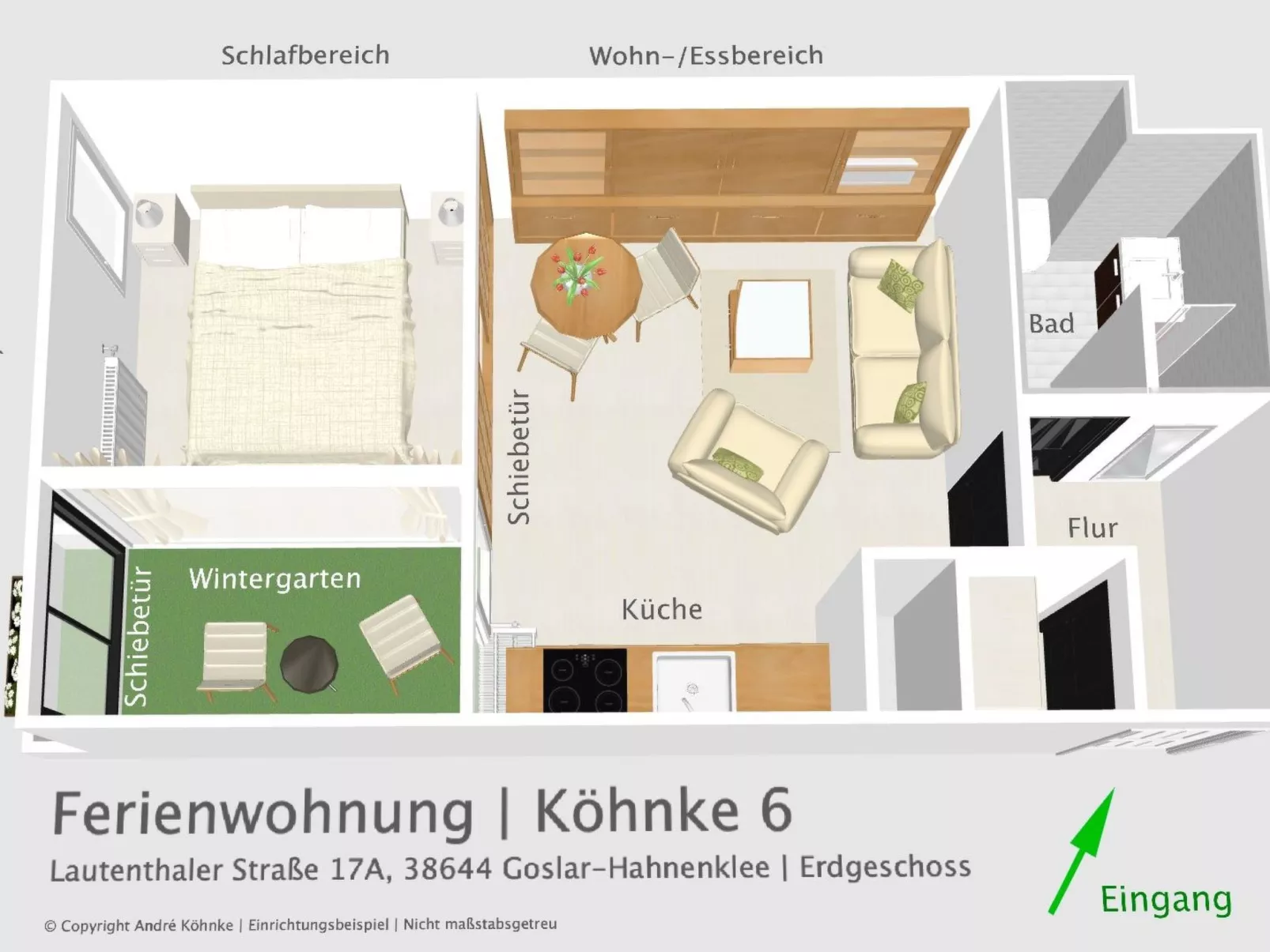 Fewo für 2 Personen mit Wintergarten-Binnen