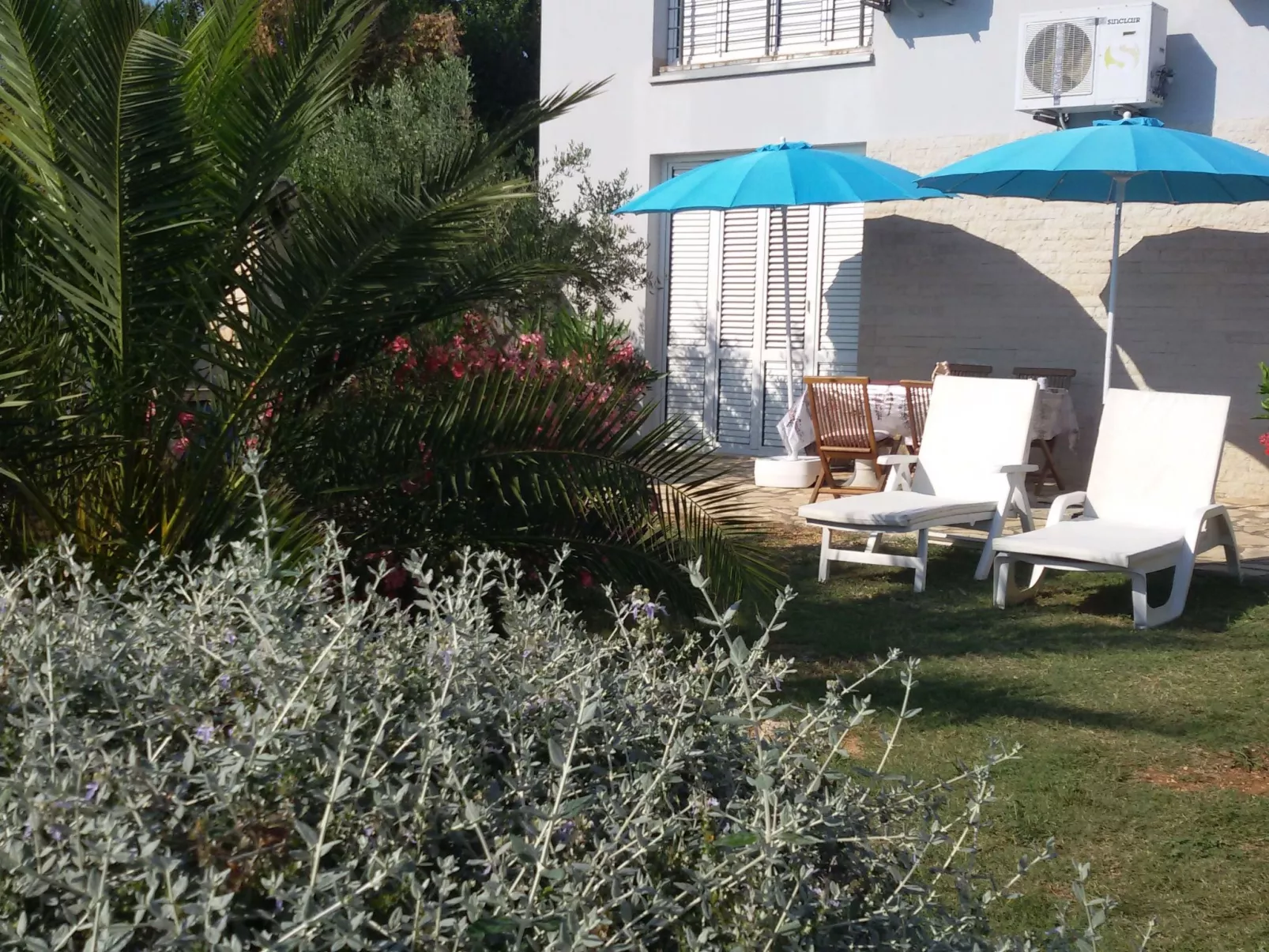 Direkt am Meer liegendes Apartment mit Garten-Buiten