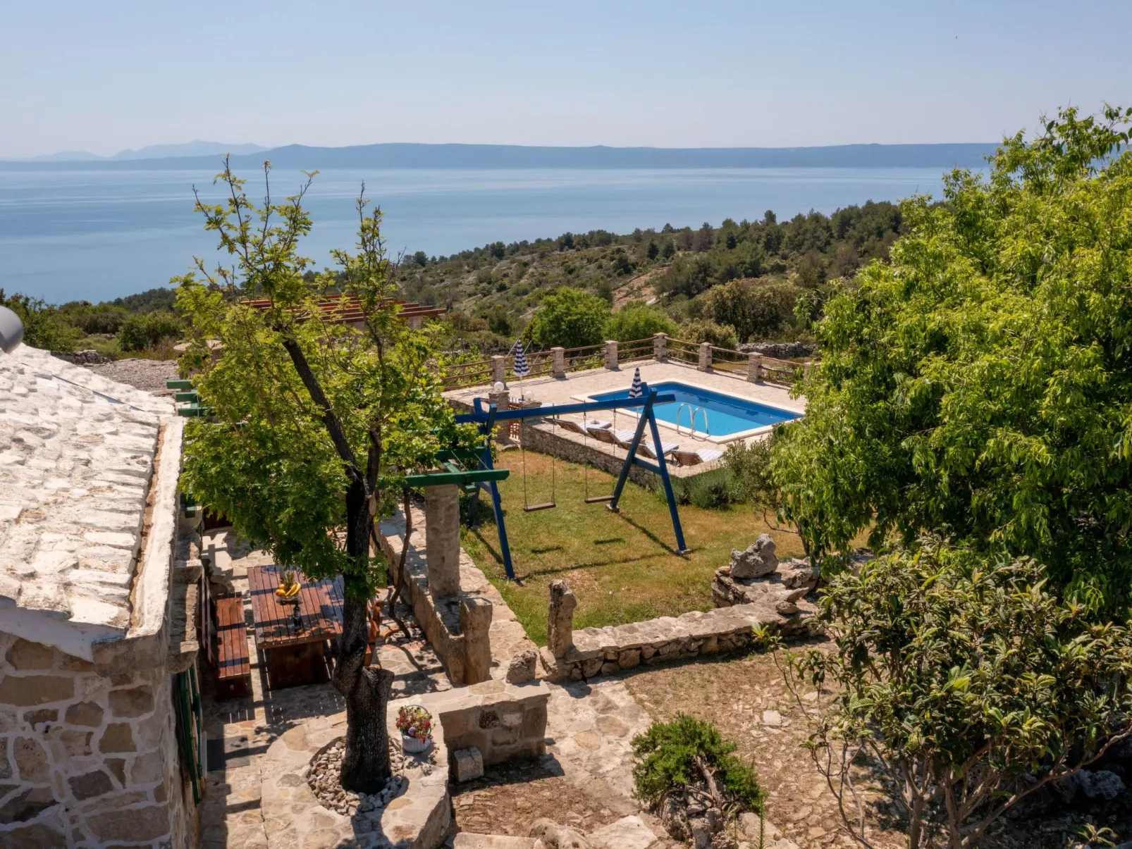 Ranch Visoka in Selca mit Panoramablick aufs Meer-Buiten