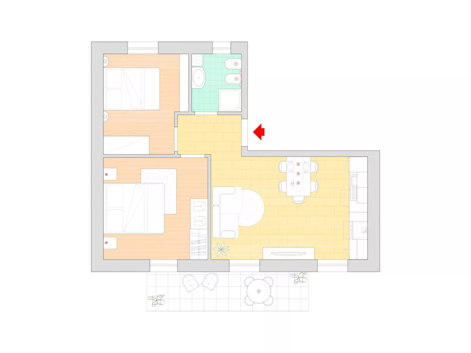 Wohnung 'Abstieg zum See' mit Wasserblick-Binnen