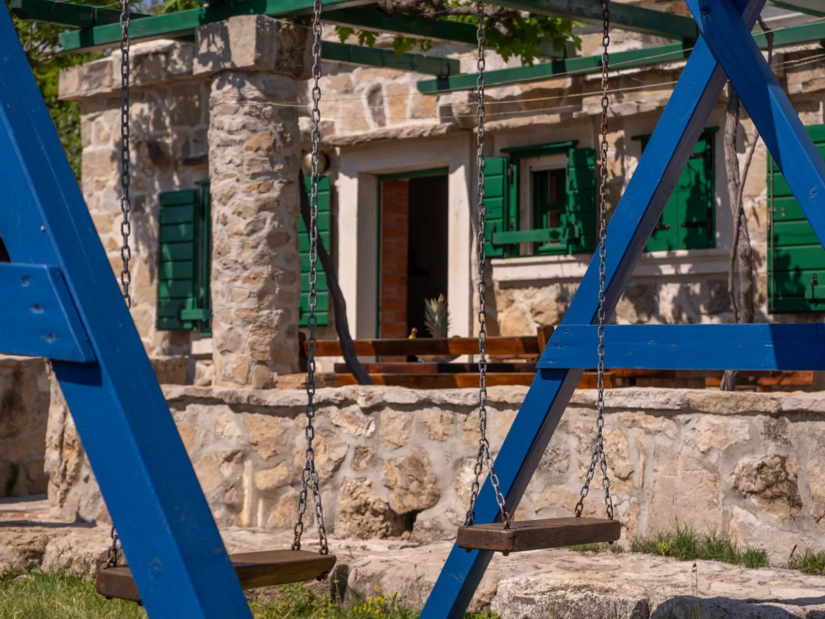 Ranch Visoka in Selca mit Panoramablick aufs Meer-Buiten
