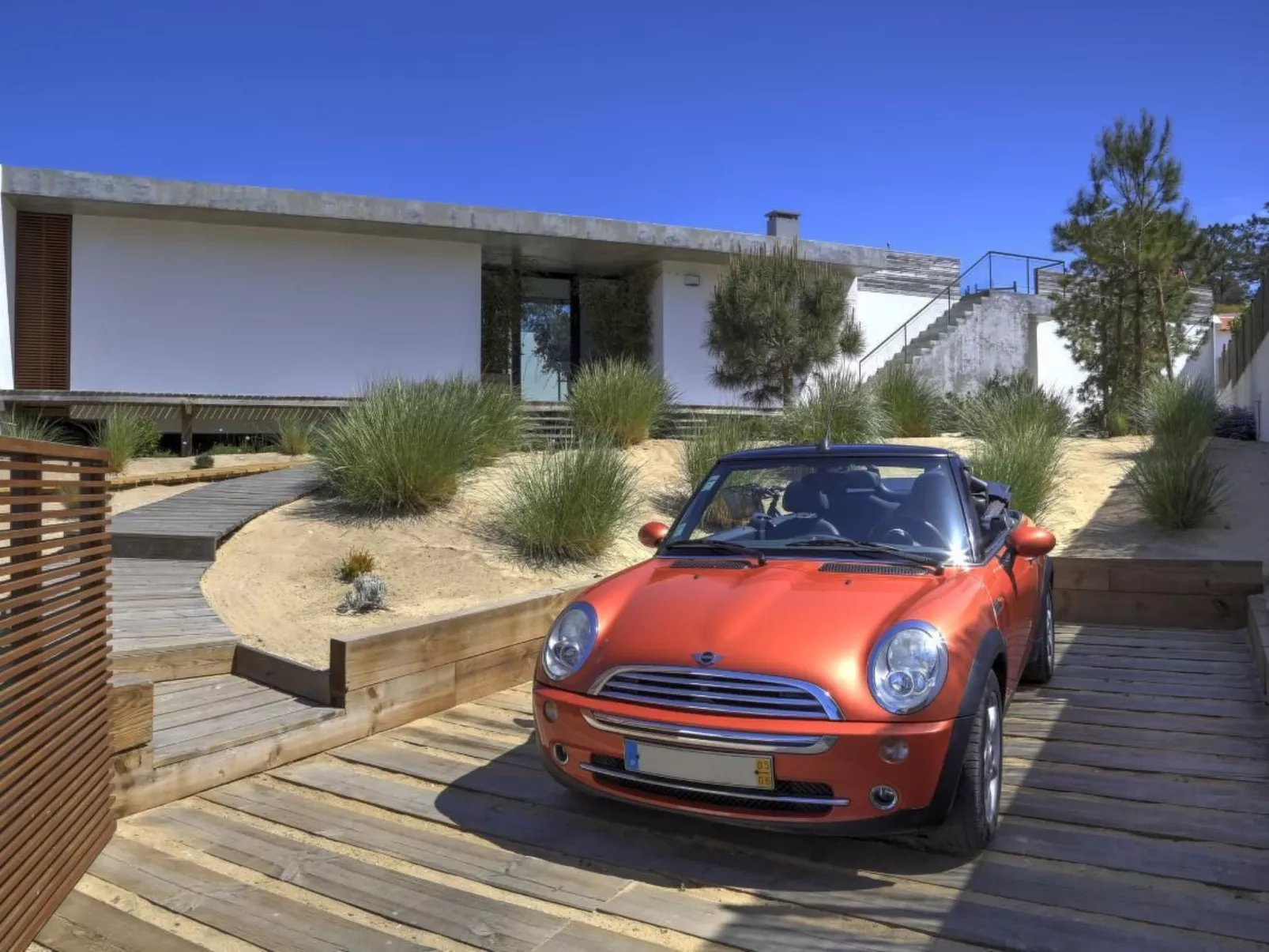 Exklusive Design-Villa in den Dünen, Pool auf dem Dach-Buiten