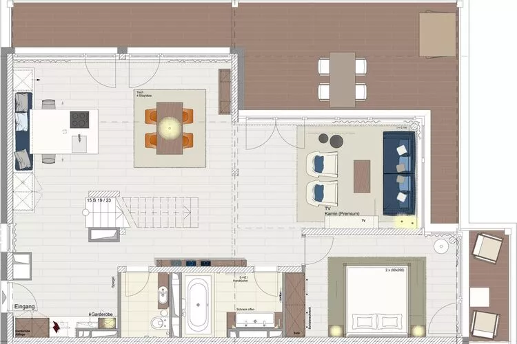 Apartments im MAREMÜRITZ Yachthafen Resort & Spa / Mare Grand Maisonette Suite 3 Erwachsene und 1 Kind 3-15 Jahre-Plattegrond