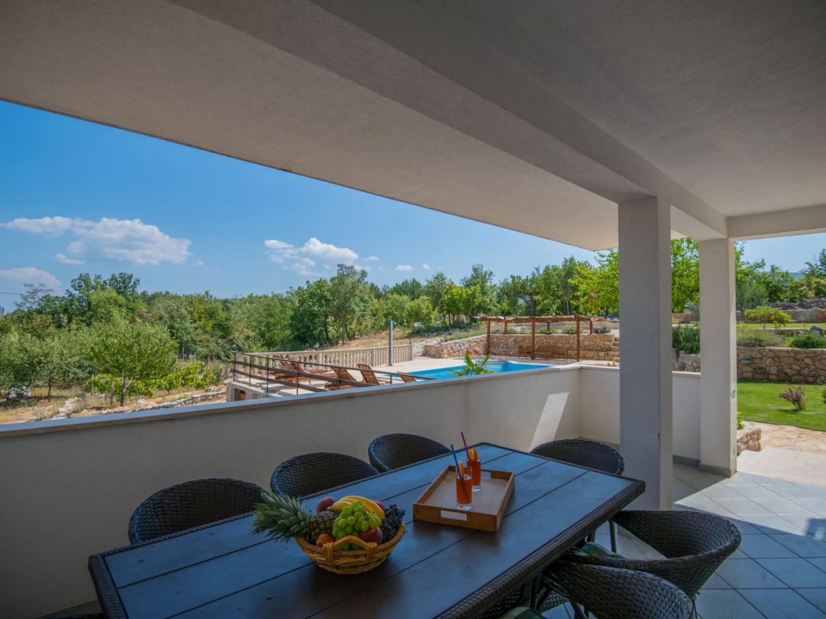 Freistehende Villa Iva Grubine mit Privatpool-Buiten