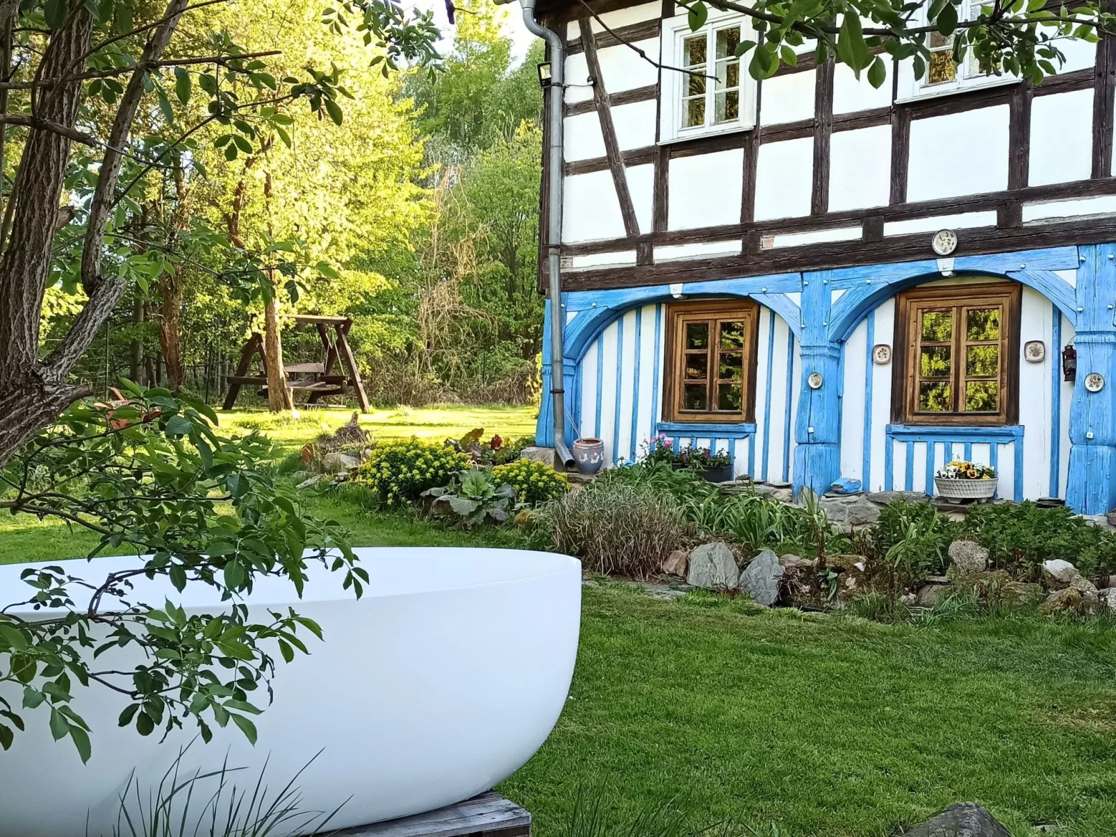 Fachwerkhaus mit Jacuzzi-Buiten