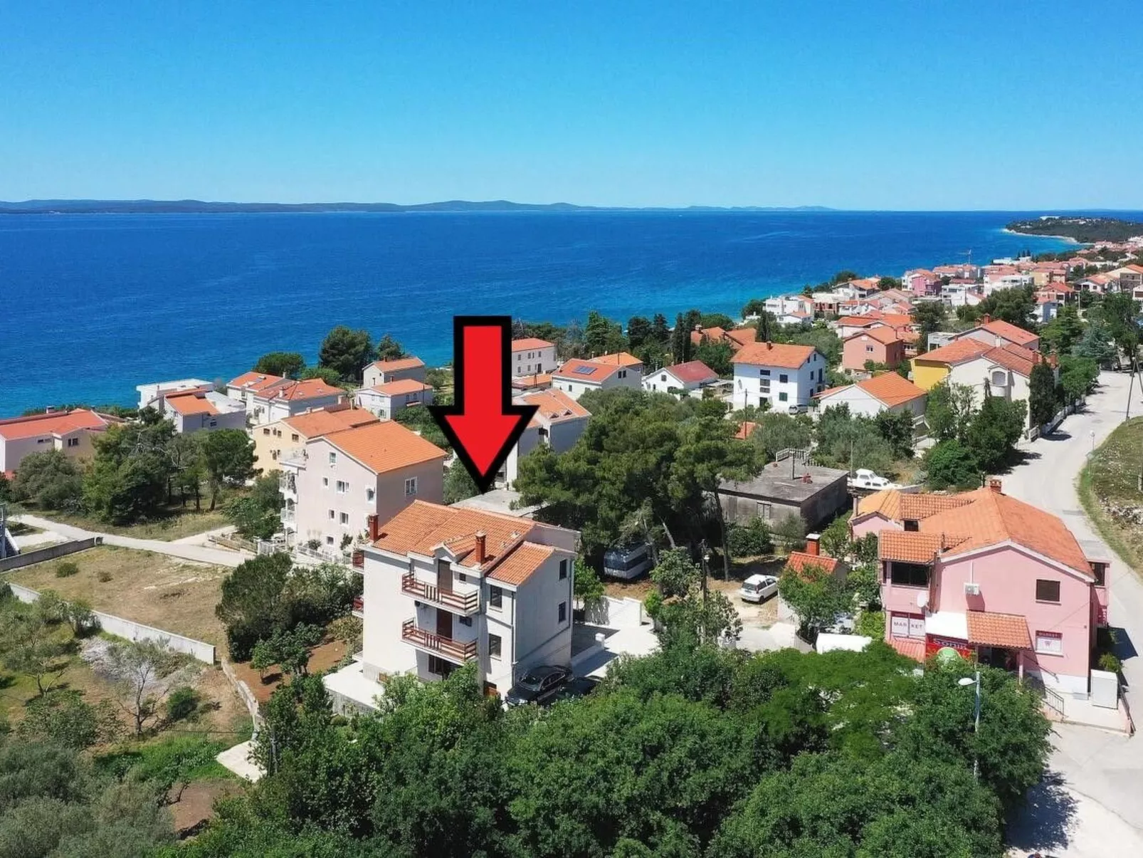 Appartement in Kožino mit Garten, Terrasse und Grill-Buiten