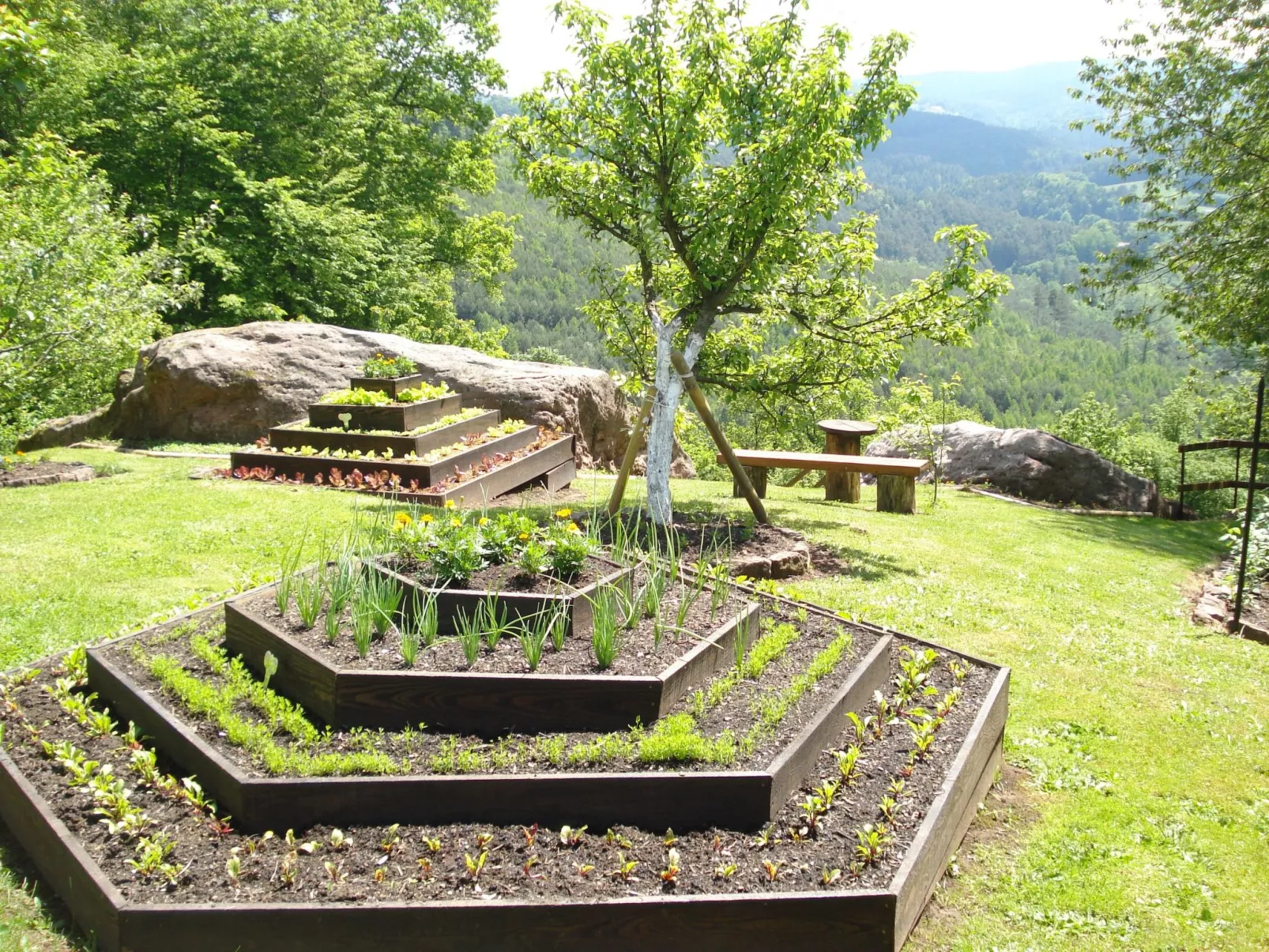 Das Gîte Fleuri mit einer herrlichen Aussicht-Buiten
