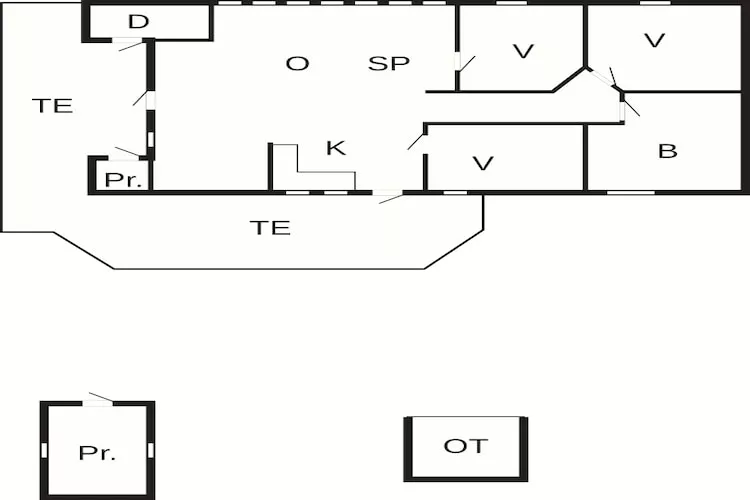 Vakantiehuis met terras en vuurplaats-Plattegrond
