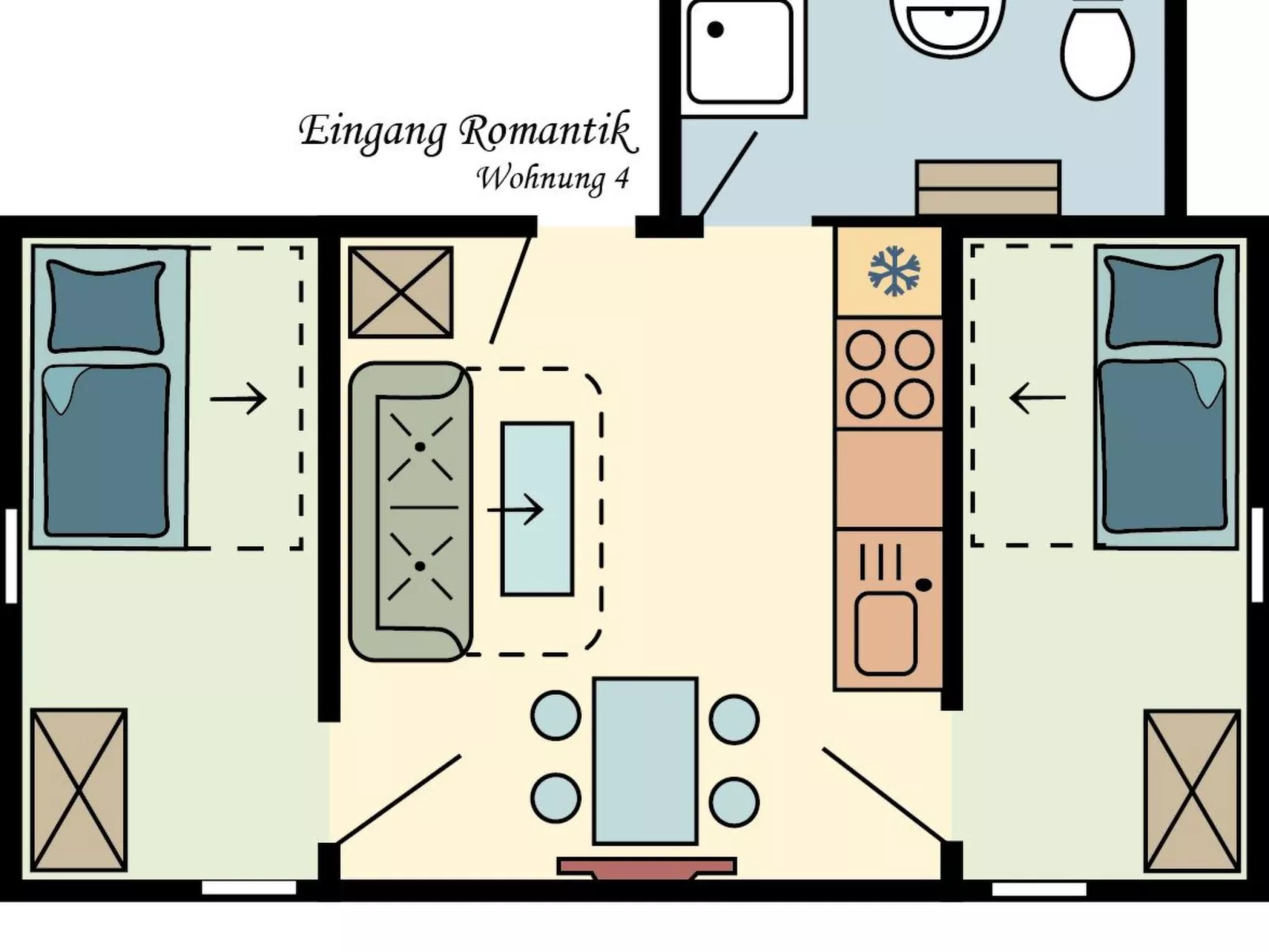 Wohnung für sechs Personen im Dachgeschoss